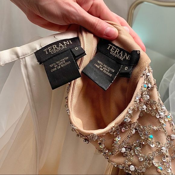 Terani Couture Two-Piece Tulle and Satin Rhinestone Gown - Picture 5 of 10